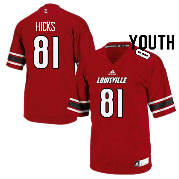Youth #81 Cataurus Hicks Louisville Cardinals College Football Jerseys Stitched Sale-Red - Click Image to Close